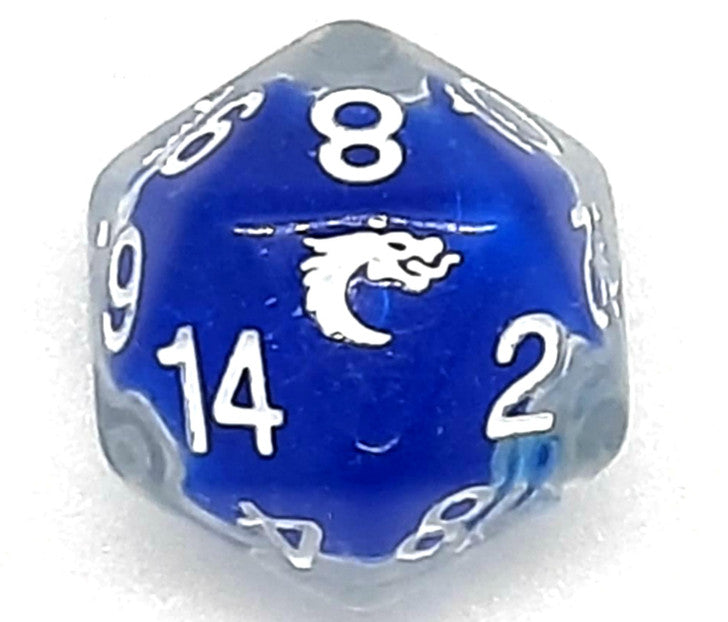 Old School D20 DnD RPG Die: Liquid Infused - Metallic Blue