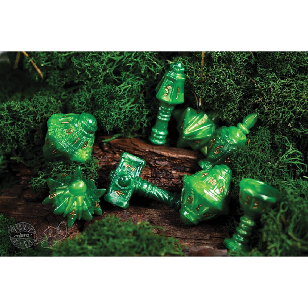 PolyHero Cleric 8 Dice Set Verdant Viridian