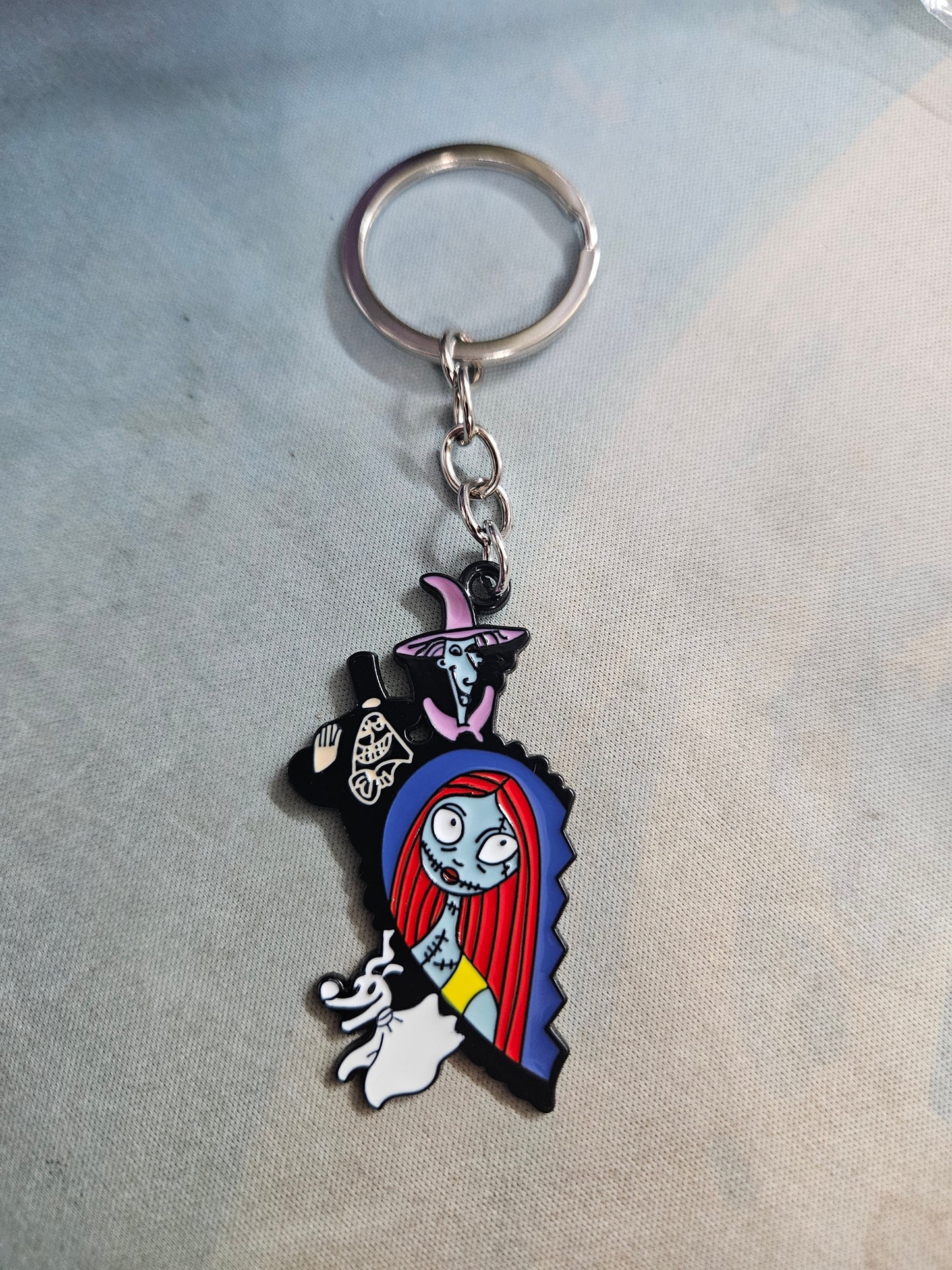 Jack or Sally Skellington keychains