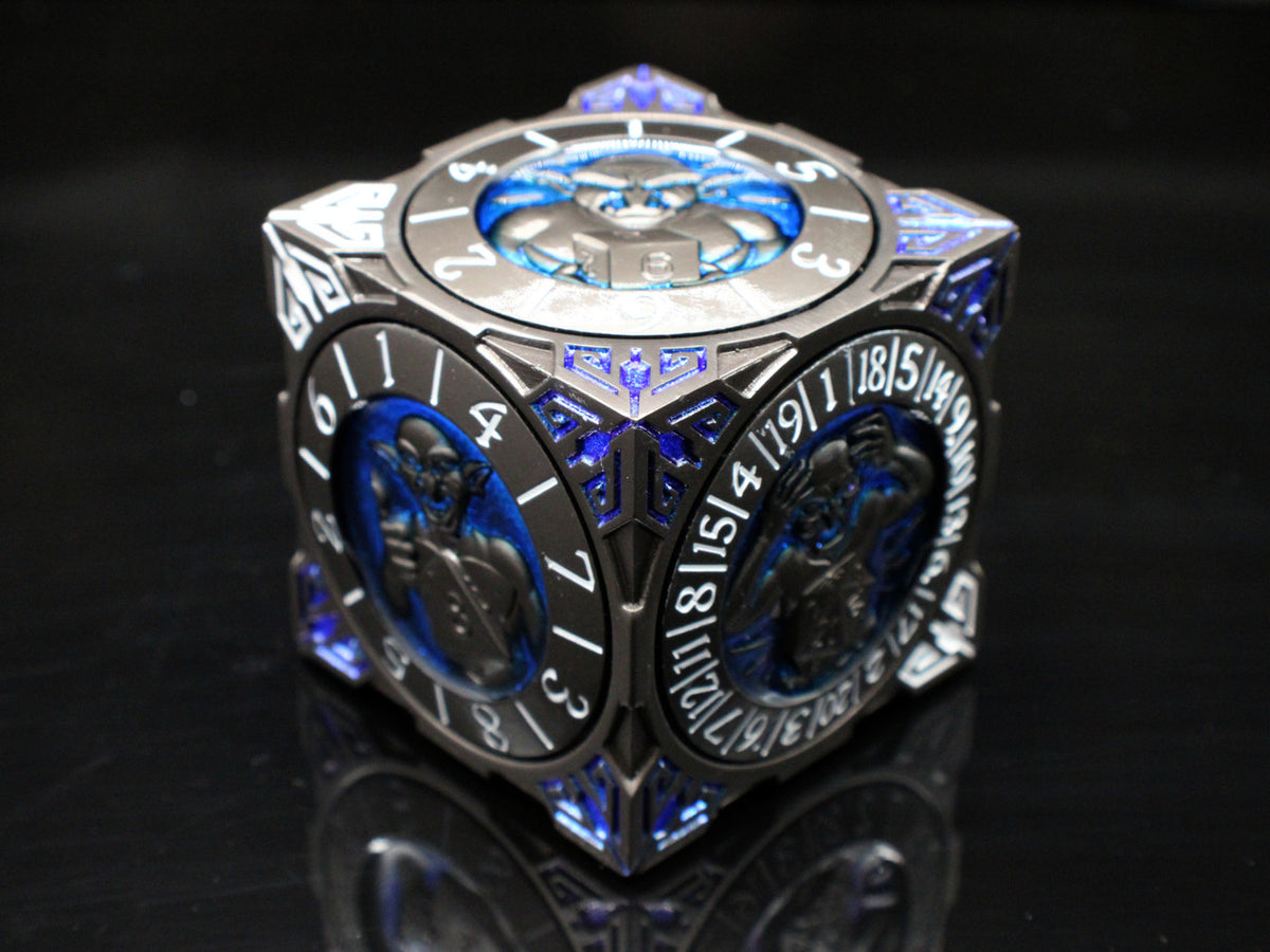 Old School Dice: 7 in 1 Dice Spinner: Dice Goblin - Matte Black w/ Blue