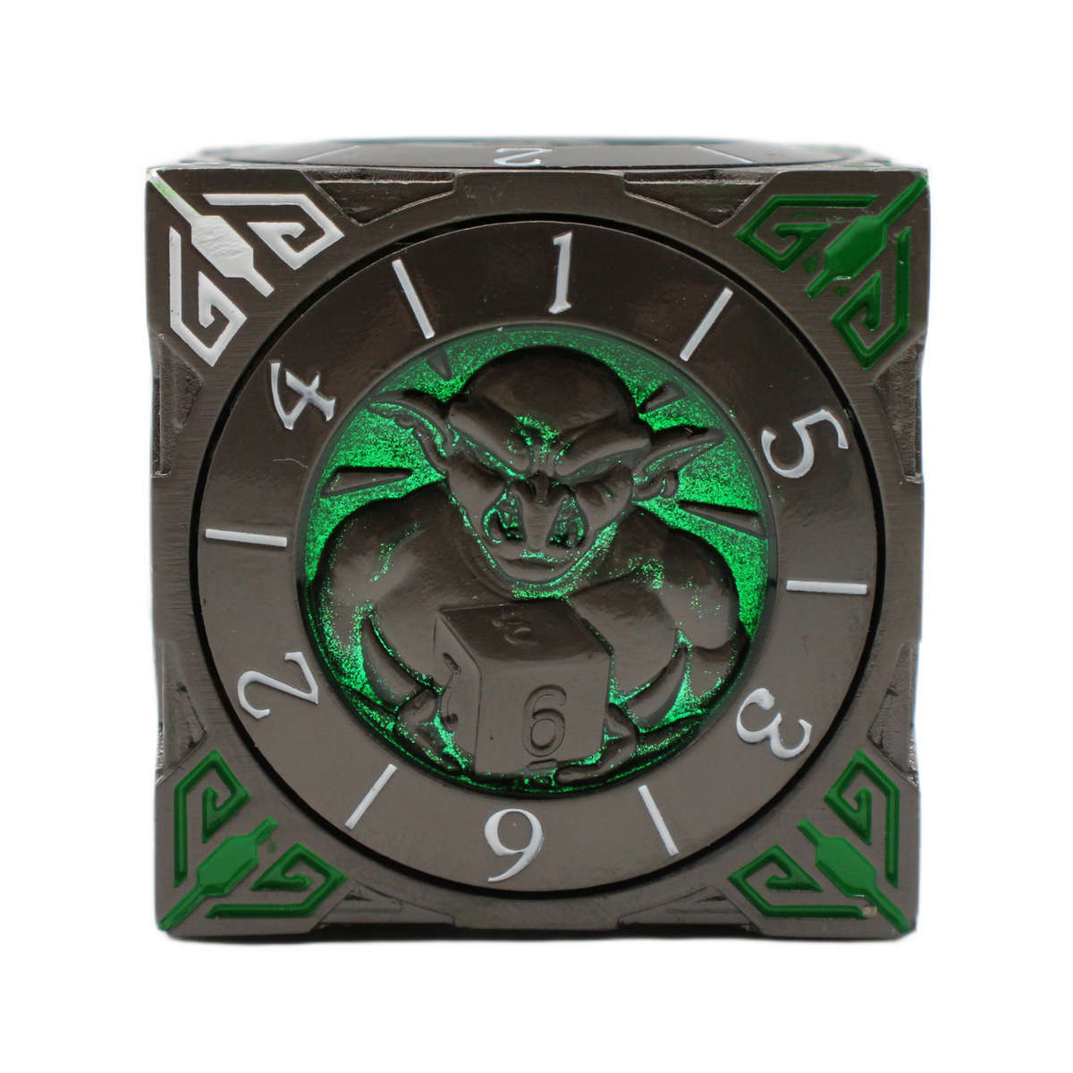 Old School Dice: 7 in 1 Dice Spinner: Dice Goblin - Matte Black w/ Green