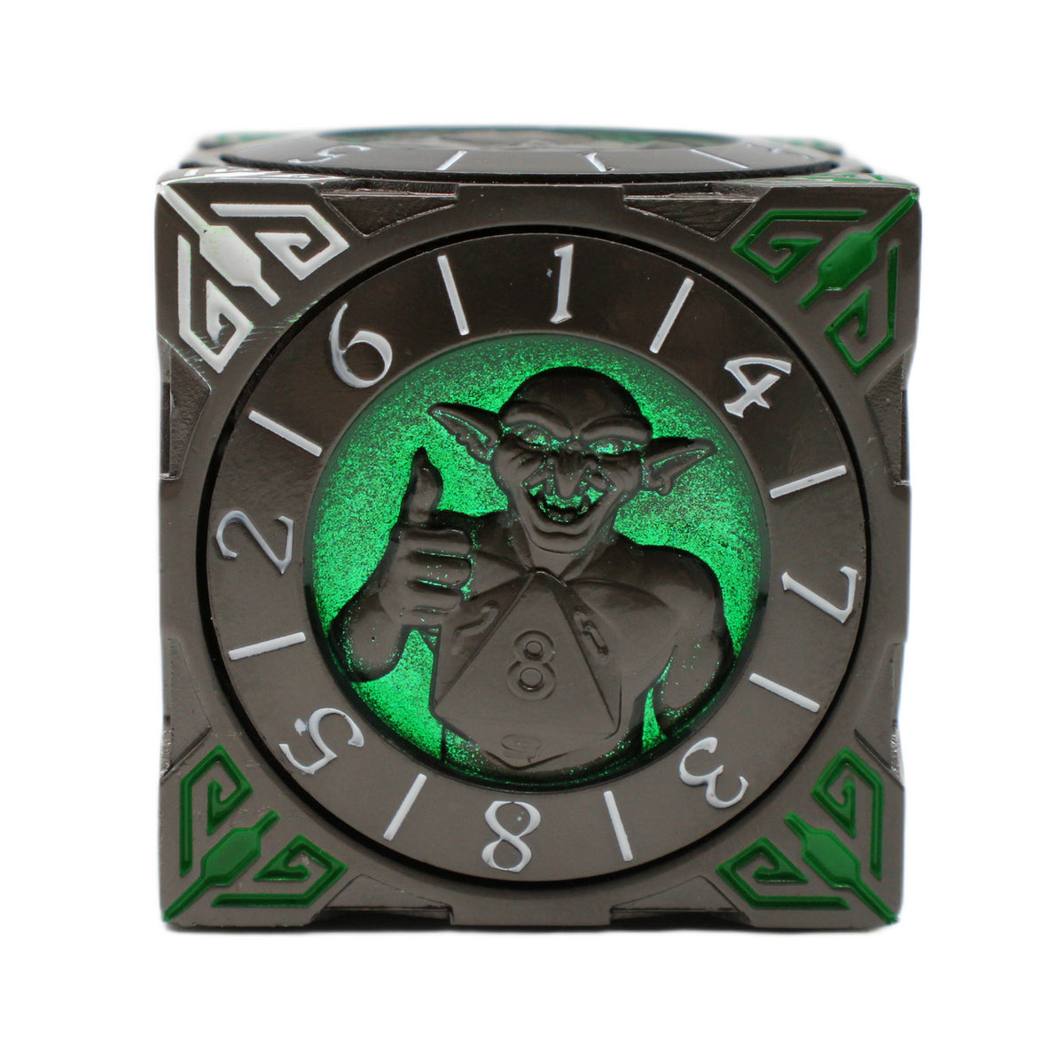 Old School Dice: 7 in 1 Dice Spinner: Dice Goblin - Matte Black w/ Green