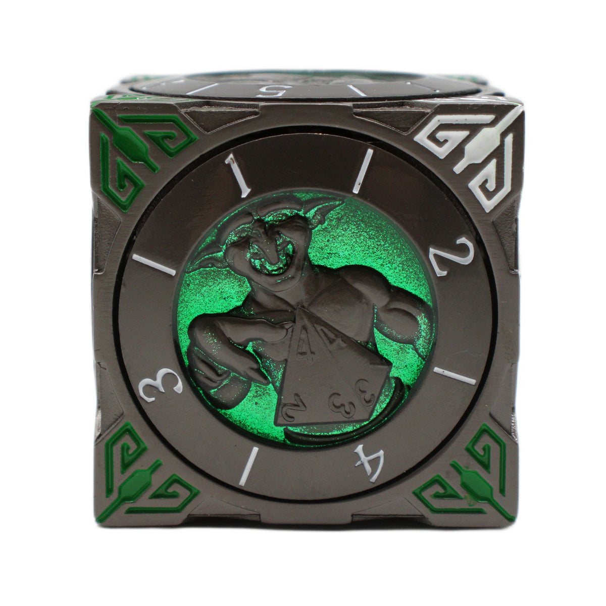 Old School Dice: 7 in 1 Dice Spinner: Dice Goblin - Matte Black w/ Green