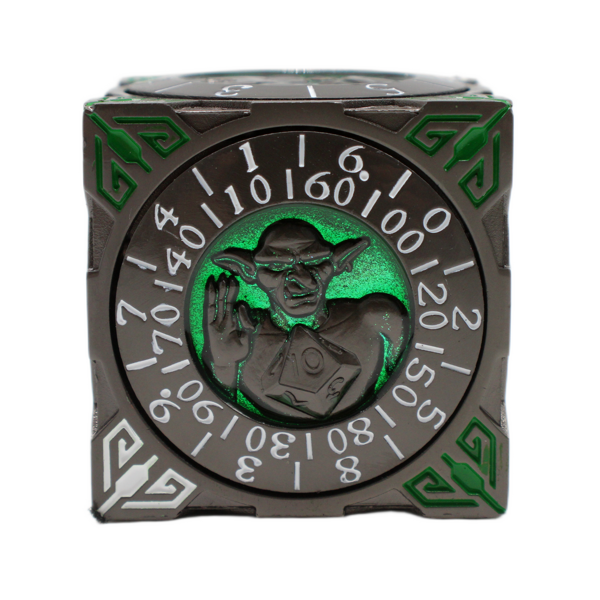 Old School Dice: 7 in 1 Dice Spinner: Dice Goblin - Matte Black w/ Green