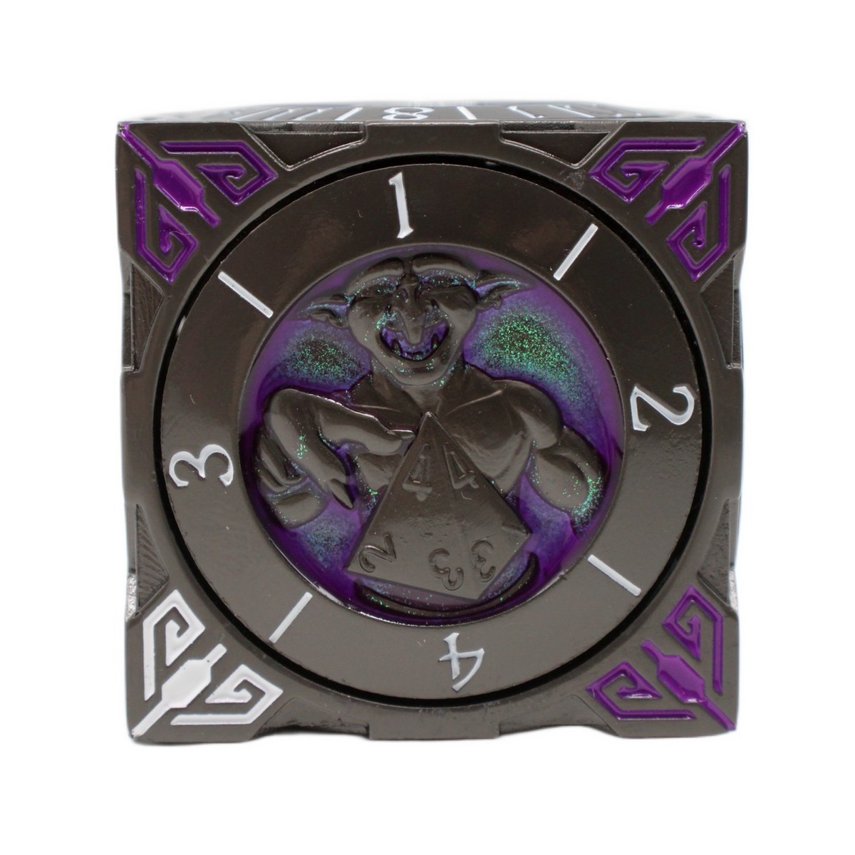 Old School Dice: 7 in 1 Dice Spinner: Dice Goblin - Matte Black w/ Purple