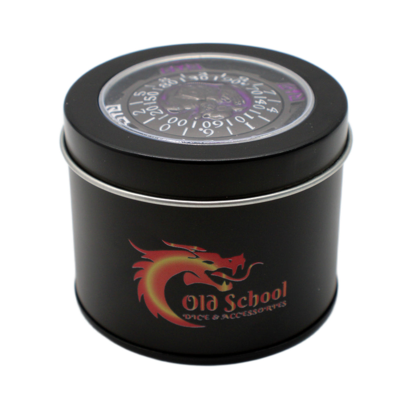 Old School Dice: 7 in 1 Dice Spinner: Dice Goblin - Matte Black w/ Purple