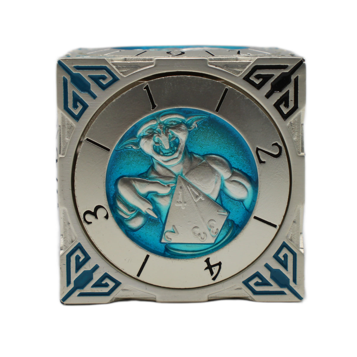 Old School Dice: 7 in 1 Dice Spinner: Dice Goblin - Silver w/ Teal