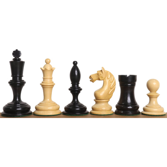 1933 Botvinnik Flohr-I Soviet Chess Set- Chess Pieces Only - Ebonised Boxwood - 3.6" King