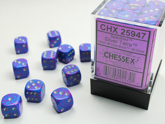 Speckled Silver Tetra 12mm d6 Dice Block (36 dice)