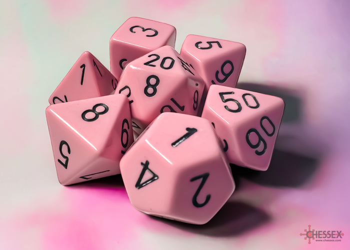 7-set Opaque Polyhedral Pastel Pink/black