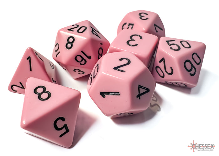 7-set Opaque Polyhedral Pastel Pink/black
