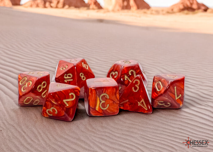 Scarab Mega-hedral Scarlet/gold 7-Die Set