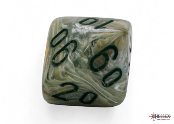 Marble Mega-hedral Green/dark green 7-Die Set