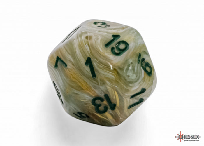 Marble Mega-hedral Green/dark green 7-Die Set