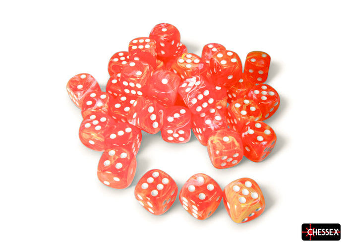 Festive Dahlia/white Luminary 12mm d6 Dice Block (36 dice)