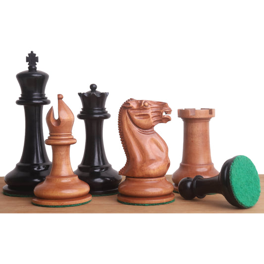 1849 Cooke Type Staunton Chess Set- Chess Pieces Only - Ebony Wood & Antiqued Boxwood - 4.3" King