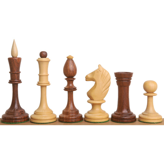 4.8" Averbakh Soviet Russian Chess Set- Chess Pieces Only - Double Weighted Golden Rosewood & Boxwood
