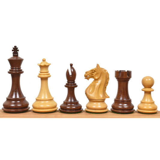 4" Fierce Knight Staunton Chess Set- Chess Pieces Only - Golden Rosewood & Boxwood