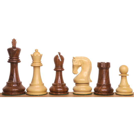 Leningrad Staunton Chess Set- Chess Pieces Only - Golden Rosewood & Boxwood - 4" King