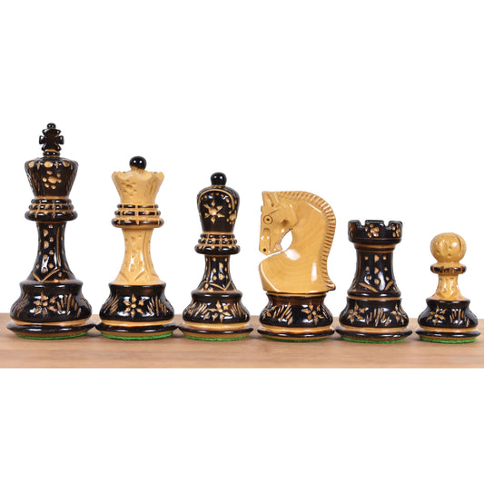 3.75" Artisan Carving Burnt Zagreb Chess Set- Chess Pieces Only - Weighted Box wood