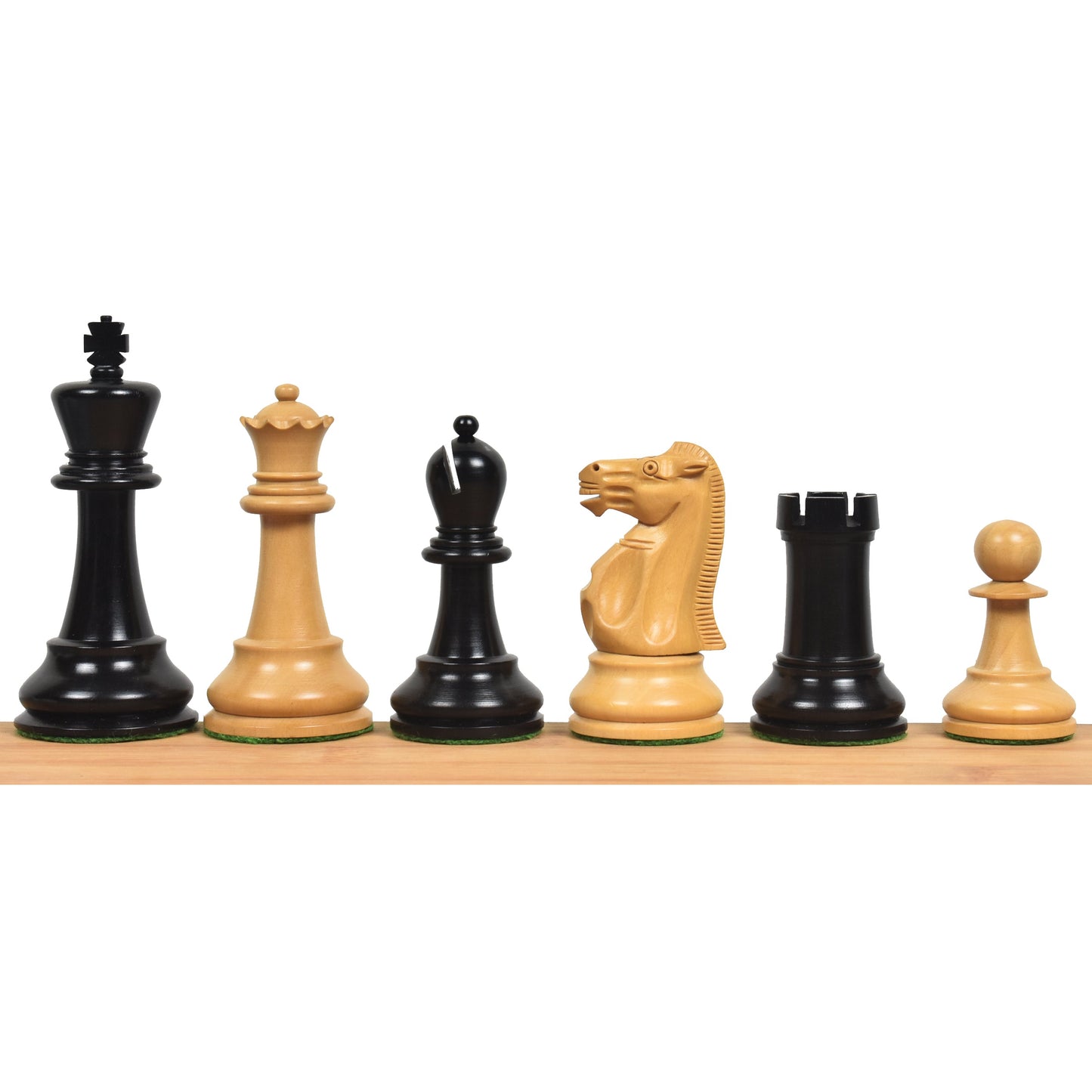3.9" Lessing Staunton Chess Set- Chess Pieces Only - Natural Ebony Wood - Triple Weighted