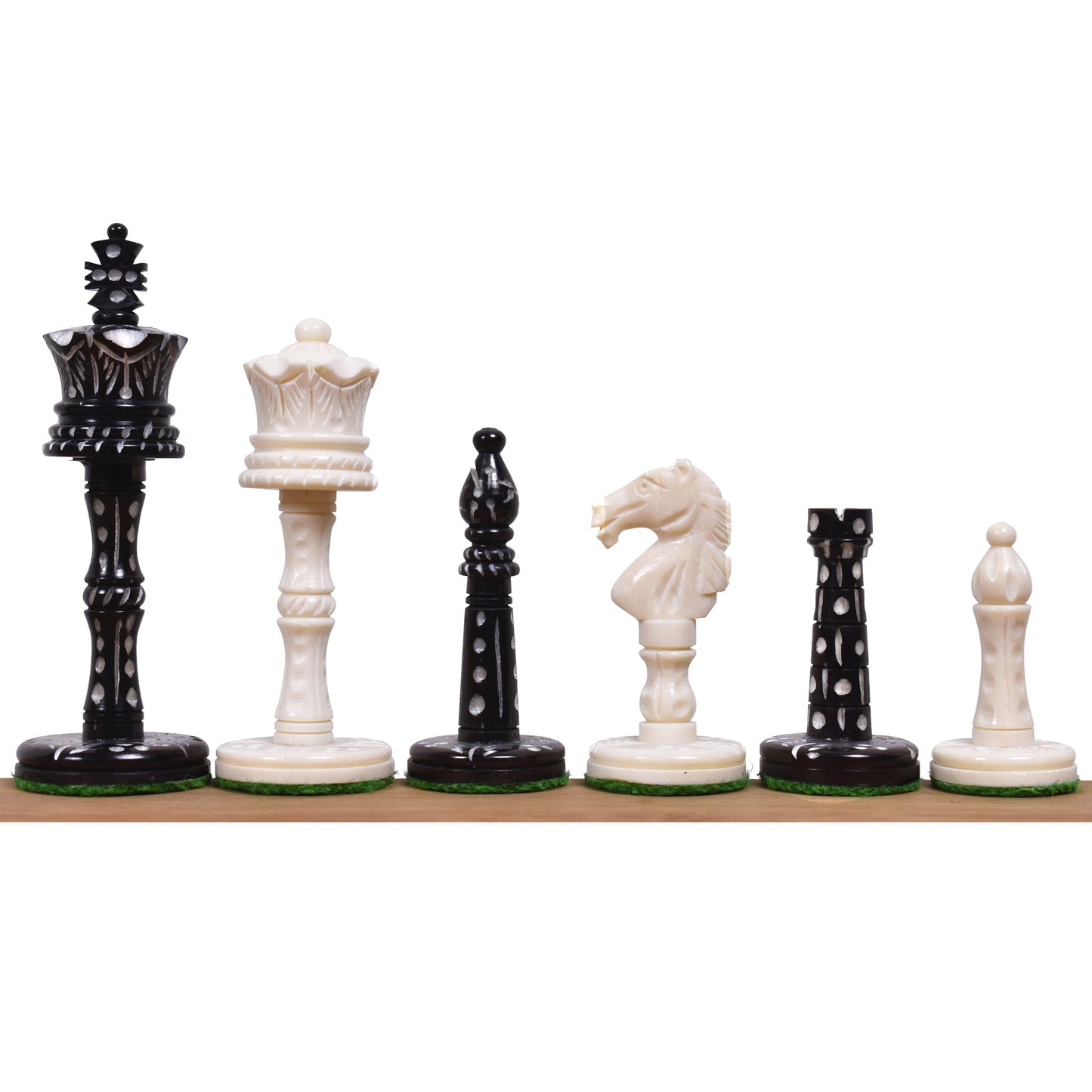 3.6″ Victorian Era Pre Staunton Chess Set- Chess Pieces Only – Camel Bone