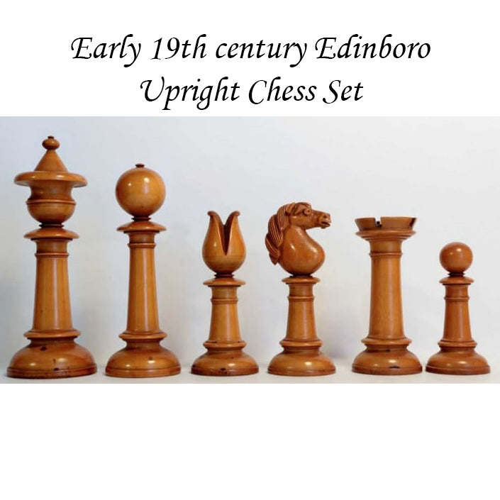 Edinburgh Northern Upright Pre-Staunton Chess Set Combo - Pieces in Ebonised Boxwood with Board and Box