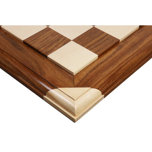 21" Golden Rosewood & Maple Wood Luxury Chessboard - 55 mm Square- Carved Border