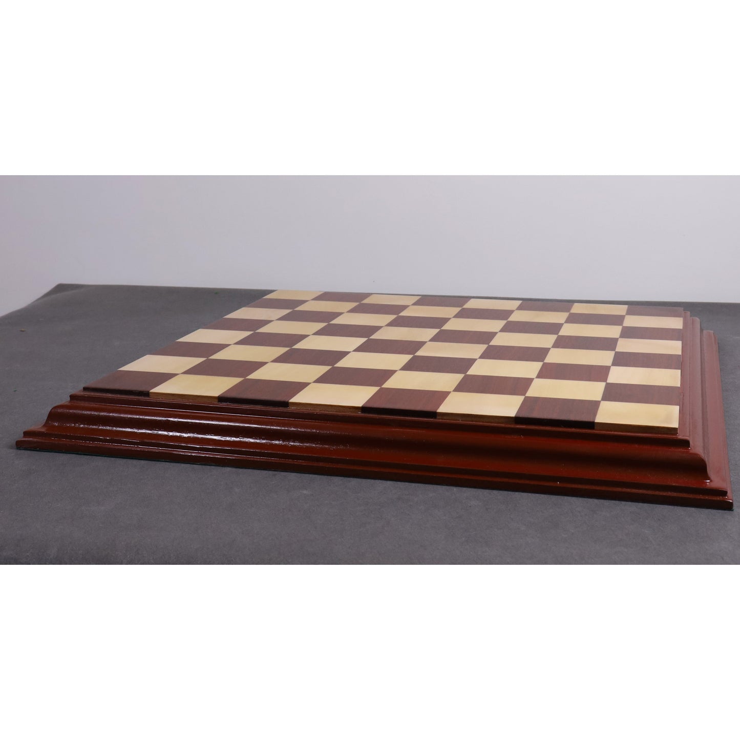 23" Bud Rosewood & Maple Wood Luxury Chessboard with Carved Border- 63 mm Square