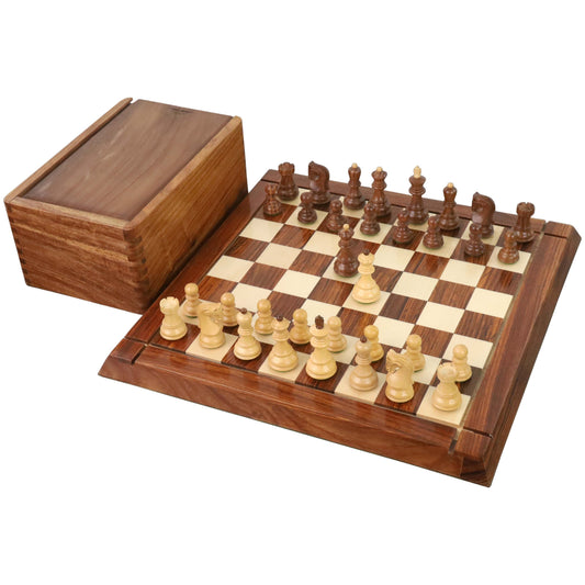 2.6" Russian Zagreb Chess set Combo - Pieces in Golden Rosewood with Board & Box