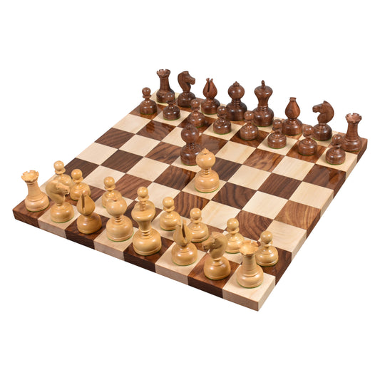 3.1" Library Combo Chess Set - Staunton Chess Pieces + Board- Golden Rosewood
