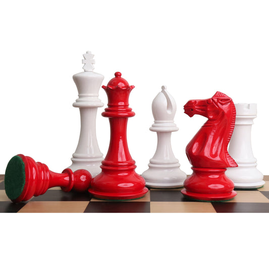 6.3" Jumbo Pro Staunton Luxury Chess Set- Chess Pieces Only - Red & White Lacquered