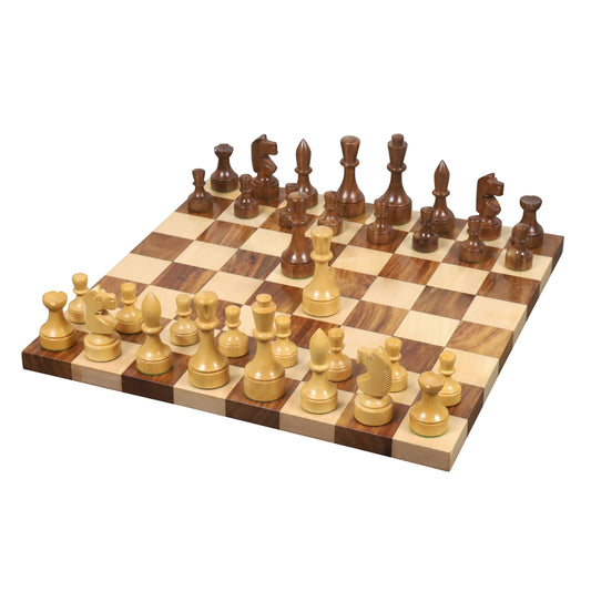 3.8" Bundesform German Staunton Chess set- Chess Piece & Board - Golden Rosewood