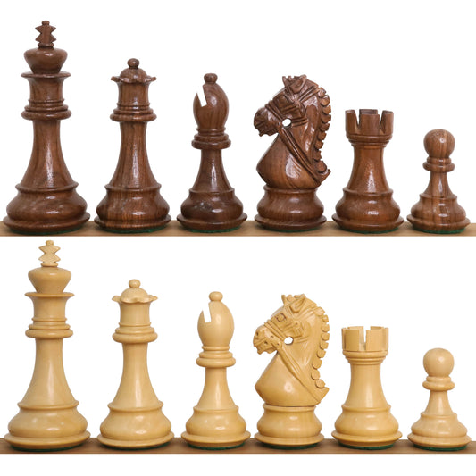 4" Bridle Staunton Luxury Chess Set- Chess Pieces Only - Golden Rosewood & Boxwood