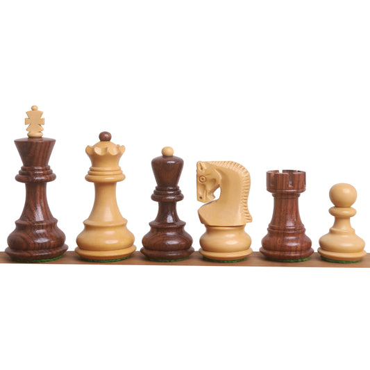 3.1" Russian Zagreb Chess Set- Chess Pieces Only - Weighted Golden Rosewood