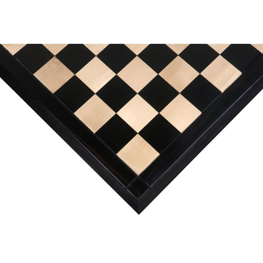 25" Large Players' Drueke Style Ebony Wood & Maple Chessboard - 65 mm square