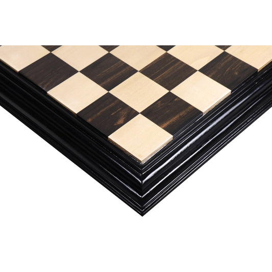 21" Ebony & Maple Wood Luxury Chess board with Carved Border- 57 mm Square