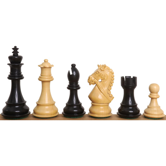 4" Bridle Staunton Luxury Chess Set- Chess Pieces Only - Ebony Wood & Boxwood