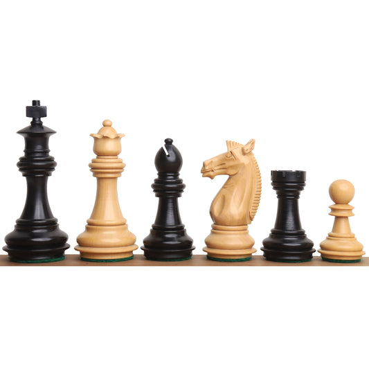 3.4" Meghdoot Series Staunton Chess Set- Chess Pieces Only - Weighted Ebonised Boxwood
