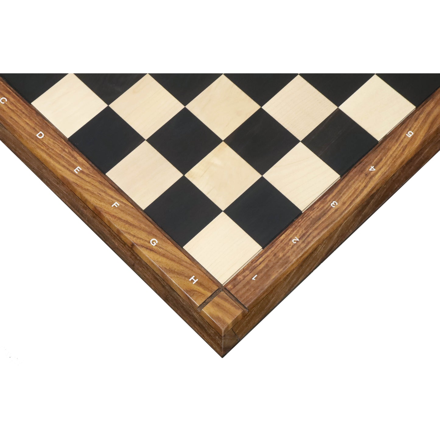 21" Solid Ebony & Maple Wood Chess Board With Notations - 55 mm square - Matt Finish