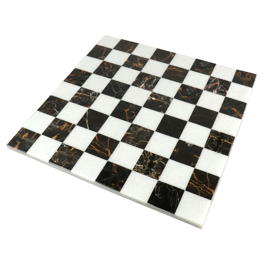18'' Borderless Marble Stone Luxury Chess Board -  Black and White Marble Stone