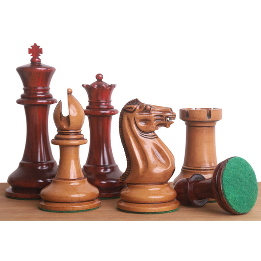 1849 Original Staunton Chess Set- Chess Pieces Only- Lacquered Distress Antiqued Boxwood & Bud Rosewood - 4.5" King