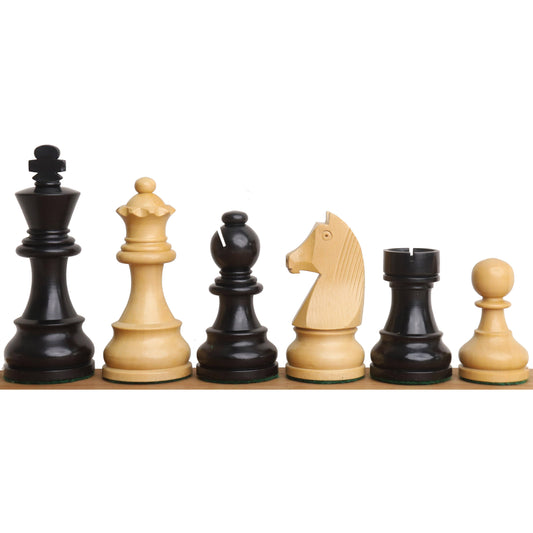 3.9" Tournament Chess Set- Chess Pieces Only in Ebonised Boxwood with Extra Queens