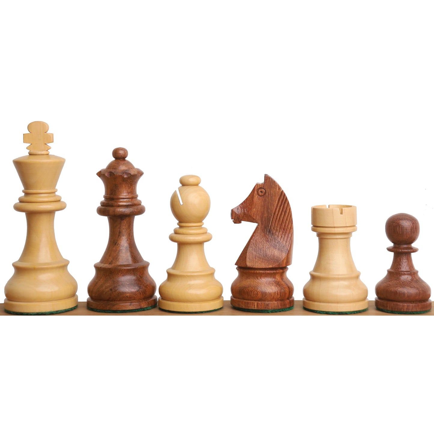 3.9" Tournament Chess Set- Chess Pieces Only - Golden Rosewood with Extra Queens