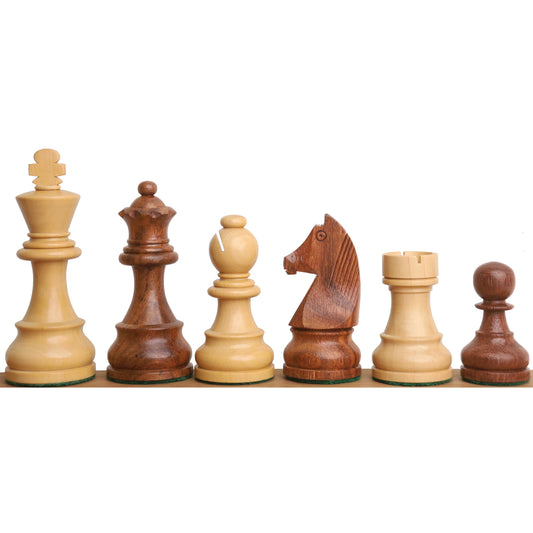 3.9" Tournament Chess Set- Chess Pieces Only - Golden Rosewood with Extra Queens