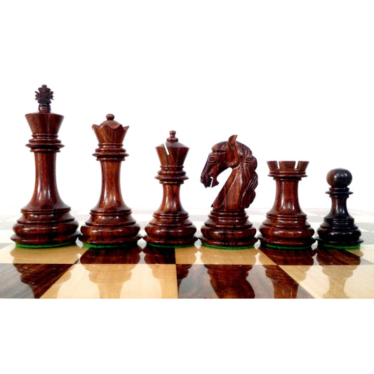 3.9" Unique Old Columbian Weighted Chess Set- Chess Pieces Only - Rosewood & Boxwood