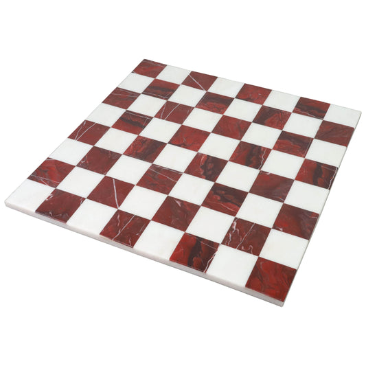 15'' Borderless Marble Stone Luxury Chess Board - Maroon Semi Precious Stones