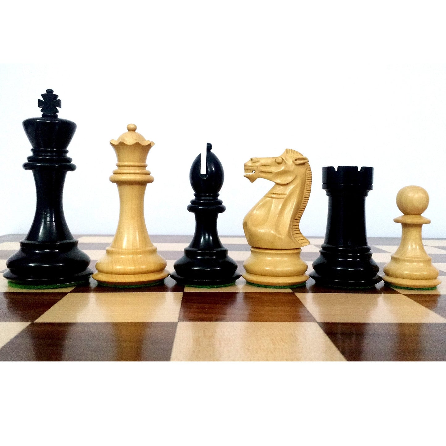 Combo of 4.1" Pro Staunton Weighted Ebonised Chess Pieces with 21"Board and Wooden Storage Box