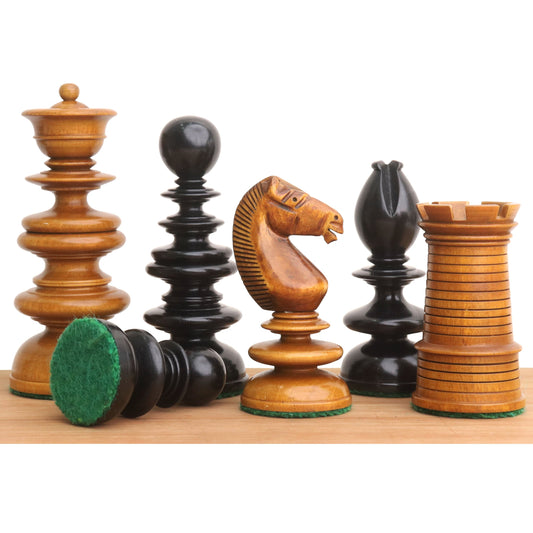 3.3" St. John Pre-Staunton Calvert Chess Set- Chess Pieces Only - Ebony Wood & Antique