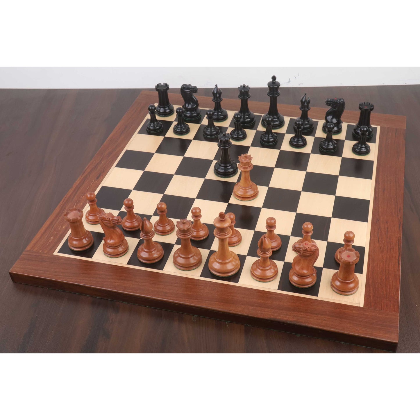 1849 Cooke Type Staunton Chess Set- Chess Pieces Only - Ebony Wood & Antiqued Boxwood - 4.3" King